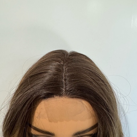 WIG Long Ombre Medium Blonde Wig with Dark Roots - Front Closure Mesh - Picture 3 of 9